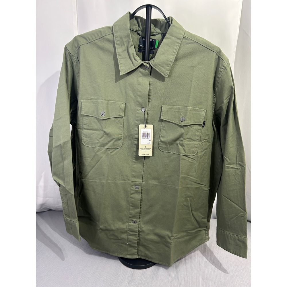 Dockers Women Relaxed Utility Shirt Olive Green Button Down A31680001 Size L NWT